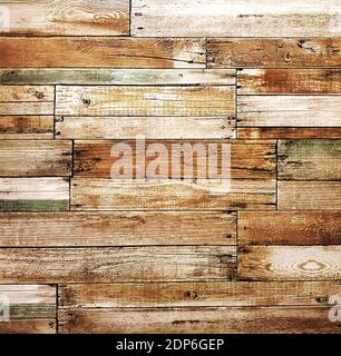 Brown ceramic tile with geometric pattern for wall decor. Concrete stone background. Texture with horizontal panels imitating wooden surface for Stock Photo