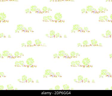 Seamless Pattern landscape with light summer forest moving in the wind Stock Vector