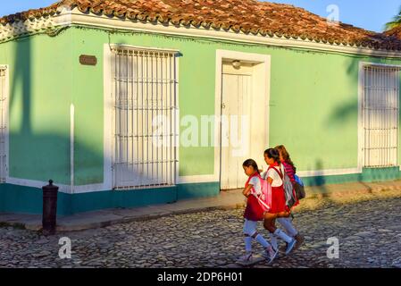 Cuban schoolgirls, Trinidad Cuba Stock Photo