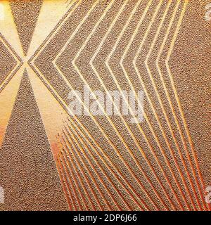 Brown ceramic tile with abstract pattern for wall and floor decoration. Concrete stone surface background. Texture for interior design project. Stock Photo