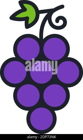 Grapes icon. Linear color icon, contour, shape, outline. Thin line. Modern minimalistic design. Vector illustrations of fruits. Stock Vector