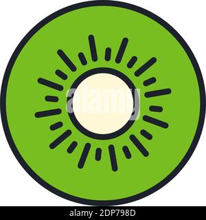 Kiwi icon. Linear color icon, contour, shape, outline. Thin line. Modern minimalistic design. Vector illustrations of fruits. Stock Vector