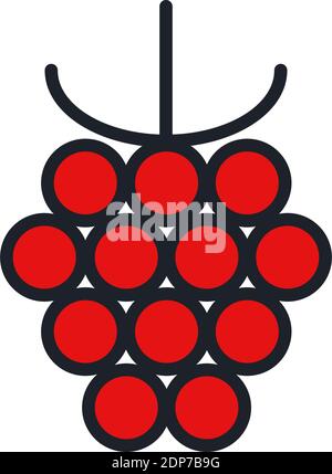 Raspberry icon. Linear color icon, contour, shape, outline. Thin line. Modern minimalistic design. Vector illustrations of fruits. Stock Vector