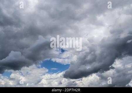 The stunning dark cloud formations in the sky right before a thunderstorm Stock Photo