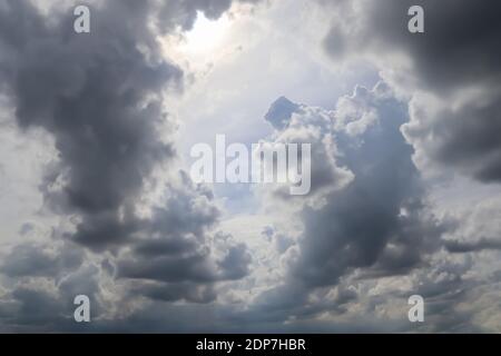 The stunning dark cloud formations in the sky right before a thunderstorm Stock Photo