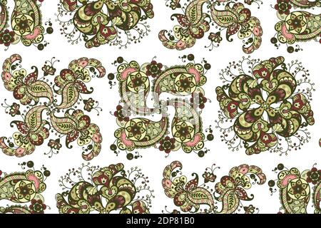 Seamless pattern made from square ornament elements made in orient style  in vector graphic Stock Vector