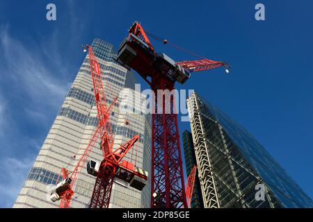 Evolving City of London Skyline, Tower Cranes, City of London, United Kingdom Stock Photo