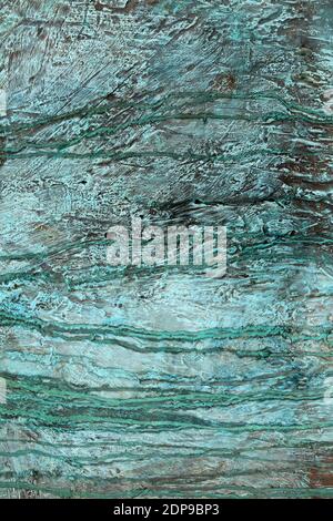 Bronze verdigris background weathered  distressed and covered in rough green metal verdigris, stock photo image Stock Photo