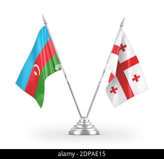 Georgia and Azerbaijan table flags isolated on white 3D rendering Stock Photo