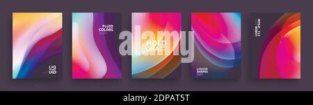 Modern Covers Template Design. Fluid colors. Set of Trendy Holographic Gradient shapes for Presentation, Magazines, Flyers, Annual Reports, Posters an Stock Vector