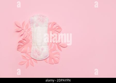 Used Sanitary Pad, Sanitary Napkin with Tulip Flower on Pink Background.  Menstruation, Feminine Hygiene, Top View Stock Photo - Image of care,  cotton: 210127762