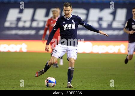 London, UK. 19th Dec, 2020. Jed Wallace of Millwall in action during the game. EFL Skybet Championship match, Millwall v Nottingham Forest at the Den in London on Saturday 19th December 2020. this image may only be used for Editorial purposes. Editorial use only, license required for commercial use. No use in betting, games or a single club/league/player publications. pic by Steffan Bowen/Andrew Orchard sports photography/Alamy Live news Credit: Andrew Orchard sports photography/Alamy Live News