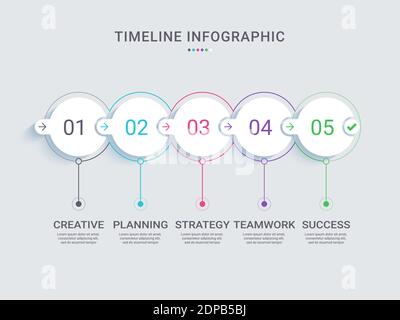 Project Milestone Timeline Infographic Template. Modern Thin Line Business Concept Infographics with Options for Brochure, Diagram, Workflow. Vector E Stock Vector