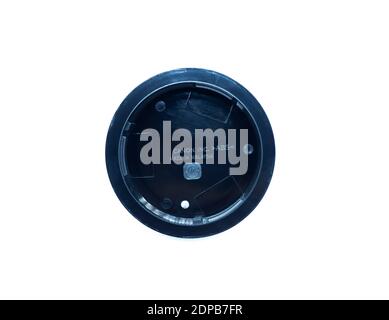 Black Plastic Canon Camera Lens Cap back view Stock Photo