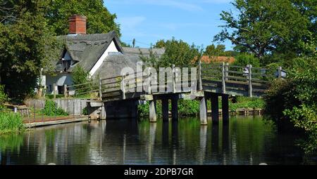 Pretty little bridge on the river Stour near Flatford Mill  East Bergholt Suffolk. Stock Photo