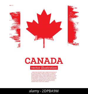 Canada Flag with Brush Strokes. Vector Illustration. Independence Day. Stock Vector