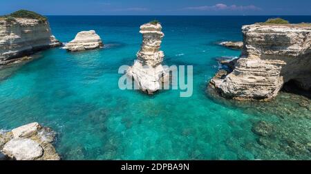 Torre Sant Andrea cliffs, Salento peninsula, Apulia region, South of Italy Stock Photo