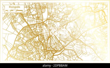 Kampala Uganda City Map in Retro Style in Golden Color. Outline Map. Vector Illustration. Stock Vector