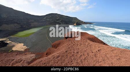 Panramic Volcanic Landscape of El Golfo Lanzarote Stock Photo