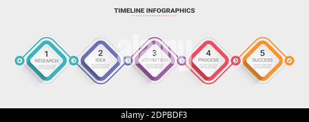 Abstract 3D Infographic thin line infographic template with 5 steps. Modern business concept infographics with options for brochure, diagram, workflow Stock Vector