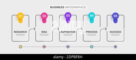 Thin line infographic template with 5 steps. Modern business concept infographics with options for brochure, diagram, workflow, timeline. Vector EPS 1 Stock Vector