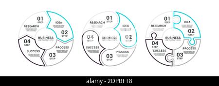Thin Line Flat Round Chart Infographic Template with a Four Steps for Success. Business Circle Template with Options for Brochure, Diagram, Workflow, Stock Vector