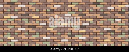 Brick Wall Texture Background. Digital llustration of Beige Brown Multicolor Brickwall. Seamless Pattern in Loft Style. Vector Illustration. EPS 10 Stock Vector