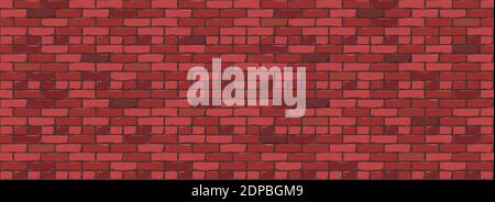 Brick Wall Texture Background. Digital llustration of Red Color Brickwall. Seamless Pattern in Loft Style. Vector Illustration. EPS 10 Stock Vector