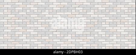 Brick Wall Texture Background. Digital llustration of White Color Brickwall. Seamless Pattern in Loft Style. Vector Illustration. EPS 10 Stock Vector