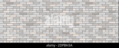 Brick Wall Texture Background. Digital llustration of White Color Brickwall. Seamless Pattern in Loft Style. Vector Illustration. EPS 10 Stock Vector