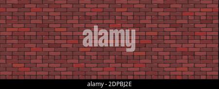 Brick Wall Texture Background. Digital llustration of Red Color Brickwall. Seamless Pattern in Loft Style. Vector Illustration. EPS 10 Stock Vector
