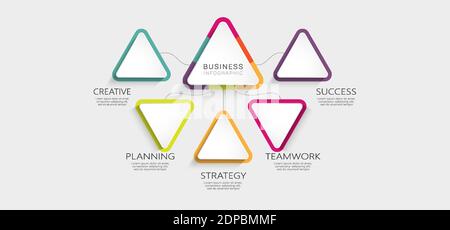 Abstract 3D Infographic Template with 5 steps for success. Business circle template with options for brochure, diagram, workflow, timeline, web design Stock Vector
