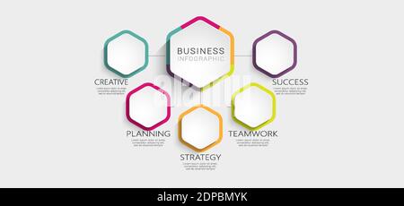 Abstract 3D Infographic Template with 5 steps for success. Business circle template with options for brochure, diagram, workflow, timeline, web design Stock Vector
