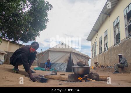 Refugee camp (IDP - Internal displaced persons) taking refuge from armed conflict between opposition groups and government. Very poor living condition Stock Photo