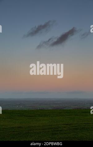 Sunset viewed from Firle Beacon in Sussex Stock Photo
