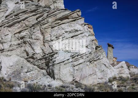 An 8 mile hike in and out to the Wahweap Wonderland of hoodoos. Stock Photo