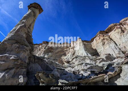 An 8 mile hike in and out to the Wahweap Wonderland of hoodoos. Stock Photo