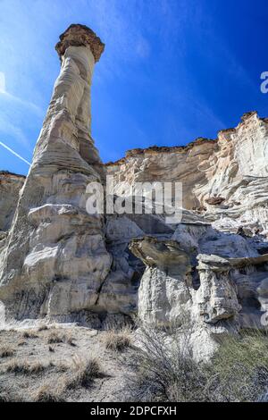 An 8 mile hike in and out to the Wahweap Wonderland of hoodoos. Stock Photo