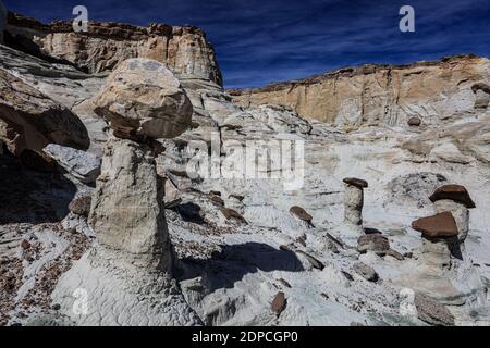 An 8 mile hike in and out to the Wahweap Wonderland of hoodoos. Stock Photo