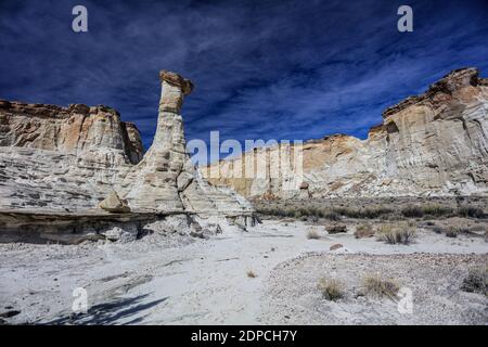 An 8 mile hike in and out to the Wahweap Wonderland of hoodoos. Stock Photo