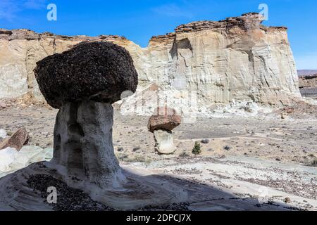 An 8 mile hike in and out to the Wahweap Wonderland of hoodoos. Stock Photo