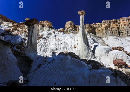 An 8 mile hike in and out to the Wahweap Wonderland of hoodoos. Stock Photo