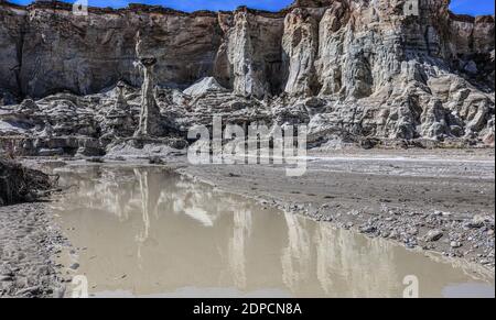 An 8 mile hike in and out to the Wahweap Wonderland of hoodoos. Stock Photo