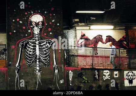 skeleton graffiti in London , England Stock Photo
