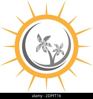 Palm tree summer logo template vector illustration Stock Vector