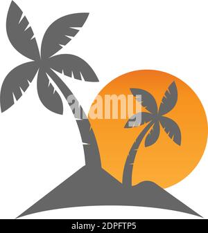 Palm tree summer logo template vector illustration Stock Vector