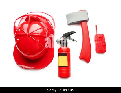 Set of fireman for children on white background Stock Photo