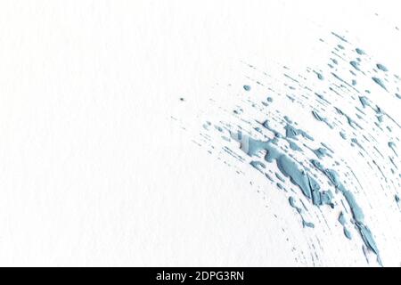 Blue paint brush stroke isolated on white background, extreme macro Stock Photo