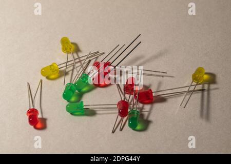 colored leds scattered on light background Stock Photo