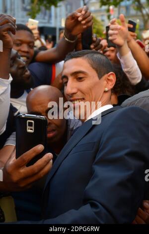 Argentina's Angel Di Maria is presented by his new team Paris-Saint-Germain to the Press in the Shangri-La Hotel, Paris, France on August 6th, 2015. Photo by Henri Szwarc/ABACAPRESS.COM Stock Photo